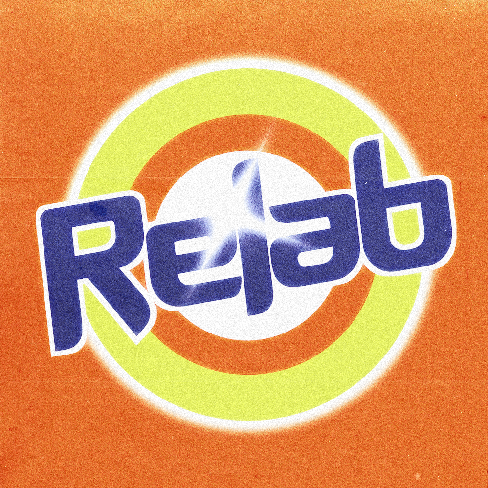 Główny znak projektu "RELAB LAUNDRY" zbudowany na bazie zaprojektowanej typografii i rozwinięty o elementy graficzne definiujące język wizualny wydania.